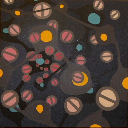 Ezt a képet egynsúlyoztam a fejemen/ I balanced this paint on my head olaj, vászon/ oil on canvas 70x70 cm 2014. 11.