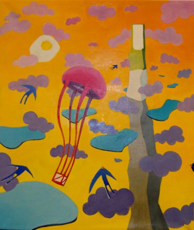Öt fecske Keleten/ Five swallow on East olaj, vászon/oil on canvas 83x70 cm 2014. 09