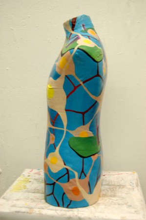 Na erre varrjál gombot!/ Sew on a button on this! olaj, talált próbaba/ oil on paris doll 95x82x98 cm 2014. 10.