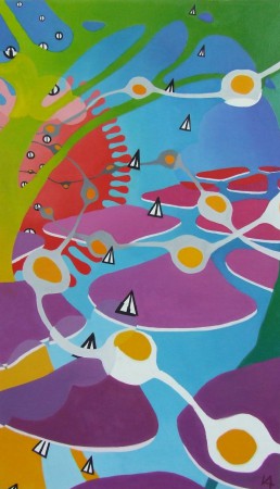 Az egyik fülemen be... (olaj, vászon/oil on canvas, 70x120 cm)