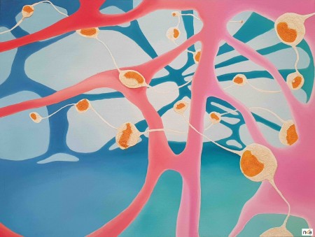 Upper middle right (90x120cm, olaj,vászon/oil on canvas, 2021) Ez a festményem az NKA támogatásával készült